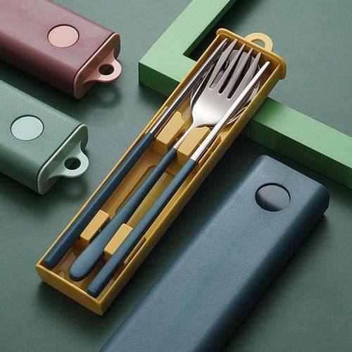 Couverts Portables Avec Étui, Vaisselle, Plat Écologique, Accessoires De Cuisine, Argenterie, Fourchette, Cuillère, Baguettes, 304