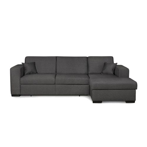 Canapé D'angle Fuji Xl Convertible Avec Coffre En Tissu - Angle Droit, Gris Foncé