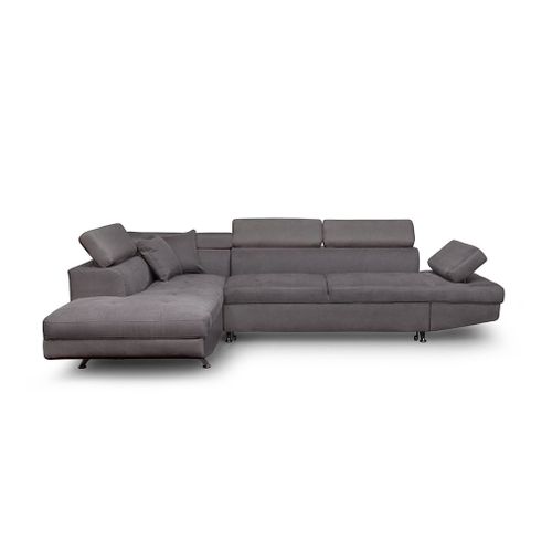Canapé D'angle Rio Convertible Avec Coffre En Microfibre - Angle Gauche, Gris