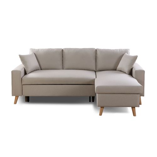 Canapé D'angle Maria Scandinave Réversible Et Convertible - Beige