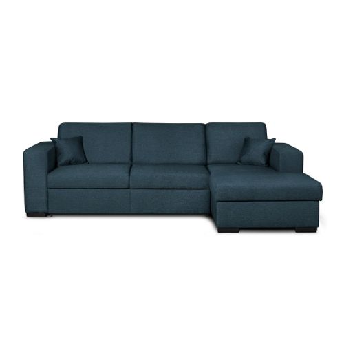 Canapé D'angle Fuji Xl Convertible Avec Coffre En Tissu - Angle Droit, Bleu Pétrole