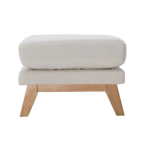 Pouf Repose-Pieds Scandinave Déhoussable Blanc Effet Laine Bouclée Oslo