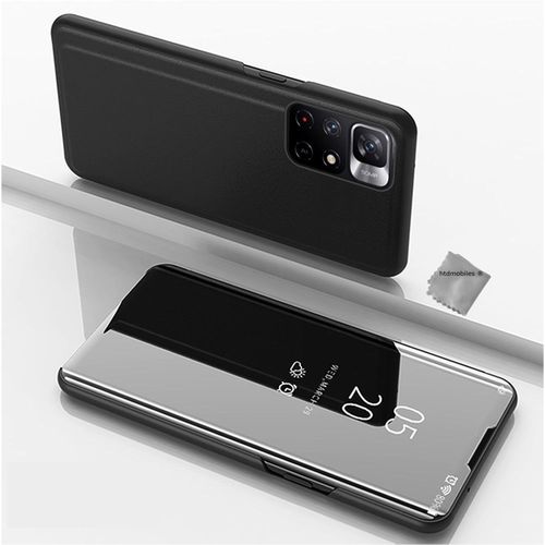 Housse Etui Coque Portefeuille Clear View Pour Xiaomi Redmi Note 11 4g / Redmi Note 11s + Film Ecran - Noir