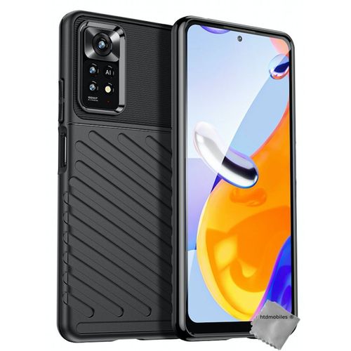 Housse Etui Coque Silicone Gel Thunder Pour Xiaomi Redmi Note 11 Pro 4g / 5g + Verre Trempe - Noir