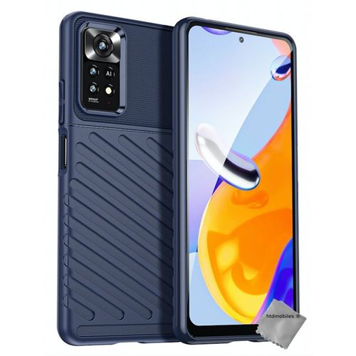 Housse Etui Coque Silicone Gel Thunder Pour Xiaomi Redmi Note 11 Pro 4g / 5g + Verre Trempe - Bleu Fonce