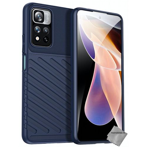 Housse Etui Coque Silicone Gel Thunder Pour Xiaomi Redmi Note 11 Pro+ Plus 5g + Film Ecran - Bleu Fonce