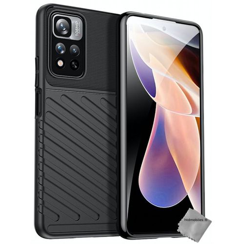 Housse Etui Coque Silicone Gel Thunder Pour Xiaomi Redmi Note 11 Pro+ Plus 5g + Verre Trempe - Noir