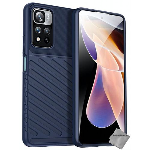 Housse Etui Coque Silicone Gel Thunder Pour Xiaomi Redmi Note 11 Pro+ Plus 5g + Verre Trempe - Bleu Fonce