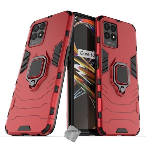 Housse Etui Coque Rigide Anti Choc Pour Realme 8i / Narzo 50 4g + Verre Trempe - Rouge