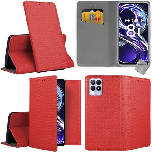 Housse Etui Coque Pochette Portefeuille Pour Realme 8i / Narzo 50 4g + Film Ecran - Rouge Magnet