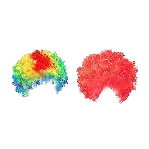 Pack Of 2 Funny Clown Curly Wigs,Rainbow Wig Clown Wig,70's 80's Disco Theme For Kids Adult Childre