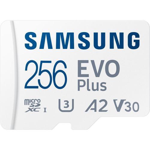 Carte mémoire microSDXC 256 Go Samsung EVO Plus MB-MC256KA A2 V30 U3 Class10 UHS-I blanc