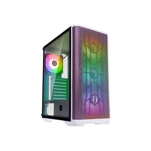 BitFenix Nova Mesh SE TG - Tour - ATX - panneau latéral fenêtré (verre trempé) - pas d'alimentation (ATX) - blanc, violet - USB/Audio