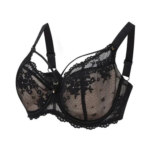 Fallsweet-Soutien-Gorge Push Up En Dentelle Pour Femme,Soutien-Gorge À Armatures,Lingerie Sexy,Grande Taille - Type Blackbeige-110e