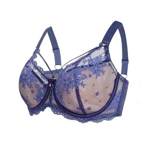 Fallsweet-Soutien-Gorge Push Up En Dentelle Pour Femme,Soutien-Gorge À Armatures,Lingerie Sexy,Grande Taille - Type Bleu-110e