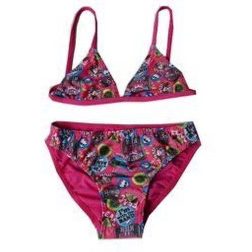 Monster High Maillot De Bain 2 Pi?ces - Bikini- Enfant Fille Monster High Rose ? L'effigie Des Logos Monster High 10 Ans