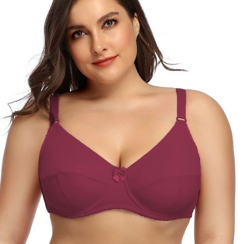 Beauwear-Soutien-Gorge Uni De Grande Taille Avec Fil Pour Femme,Bralette Non Rembourrée Pour Gros Seins,Bonnet C D E F - Type Winered-110e