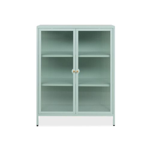 Commode Avec 2 Portes Vitrées Et 2 Étagères En Métal L80 Cm