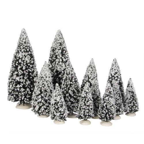 Village de noël miniature arbes evergreen H30 - Lot de 12