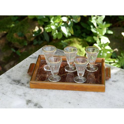 Service  Liqueur Plateau Et Mazagrans Vintage Transparent