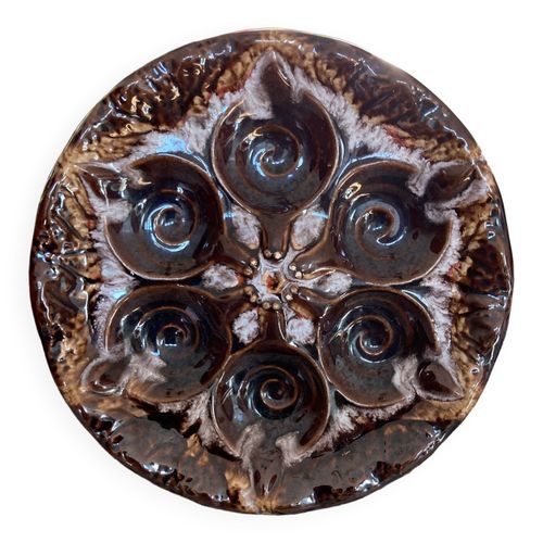 Service De 6 Assiettes  Escargots Sign Vallauris Marron
