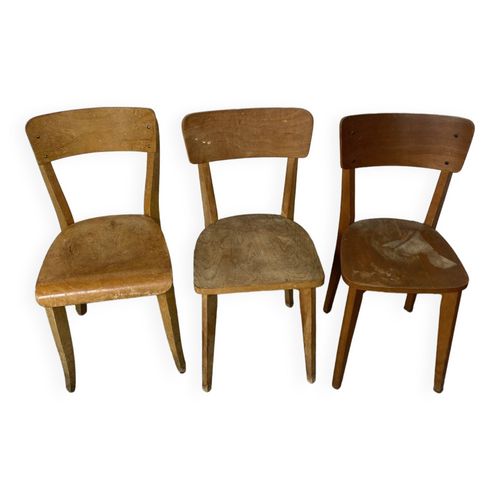 Lot De 3 Chaises Bistrot Depareilles Bois