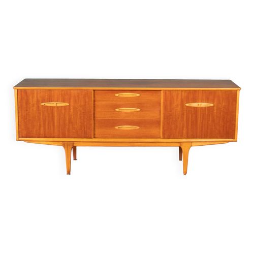 Long Buffet Rtro En Teck Des Annes 1960 Du Milieu Du Sicle Avec Portes Coulissantes Bois