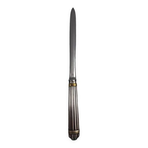 Christofle modele aria bague dore coupe papier ouvre lettre metal arrgente tbe argent