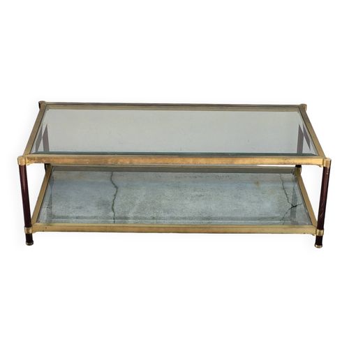 Table Basse Design En Laiton Style Jansen  1970s Dore