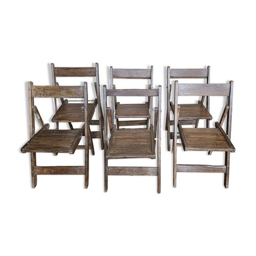 Lot De 6 Chaises De Cinma Pliante En Teck Marron