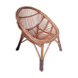 Fauteuil Coquille En Rotin Marron