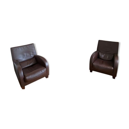 Paire De Fauteils Club Ligne Roset Marron