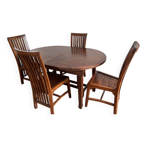 Lot Table Et Chaises En Bois Marron