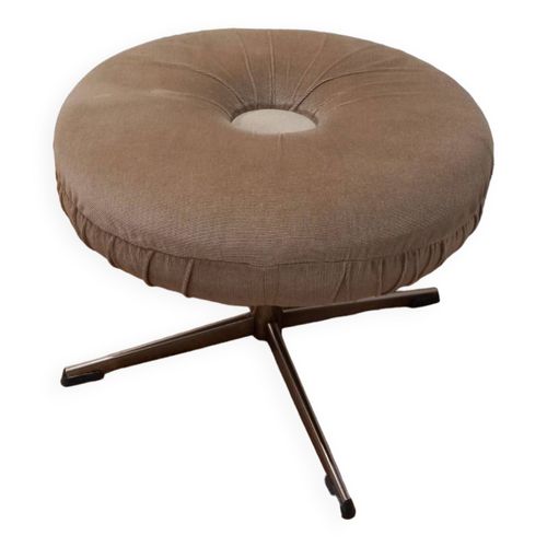 Pouf Pivotant En Velours Par Isku 1960 Finlande Beige