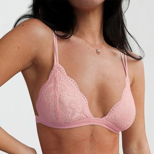 Soutien-Gorge Triangle Sexy En Dentelle Pour Femme,Lingerie Sans Fil,Sous-Vêtements Transparents,Couleur Unie,Blanc/Noir - Type Pink-S