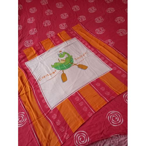 Housse De Couette + Taie Rouge Et Blanche Capitaine Tortue Lit 1 Personne