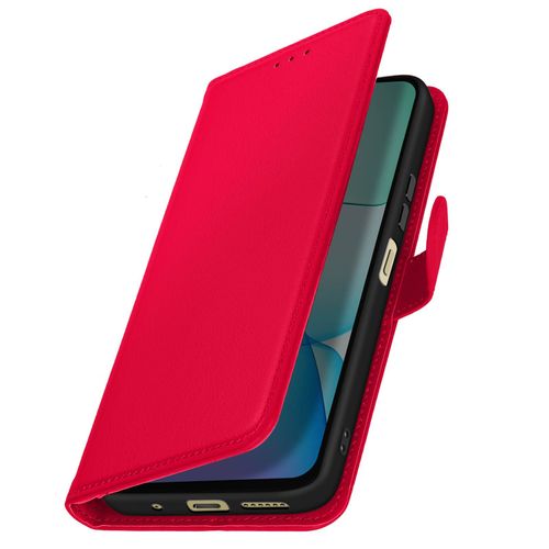 Étui Pour Xiaomi Redmi 13 Clapet Portefeuille Languette Magnétique Rouge