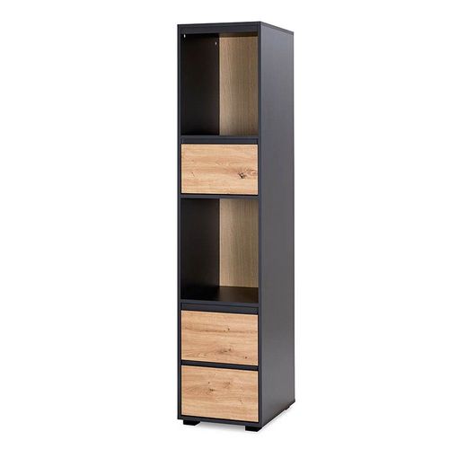 Dalia Meuble Colonne Avec 2 Niches De Rangement Et 3 Tiroirs Style Urbain Anthracite/Chêne