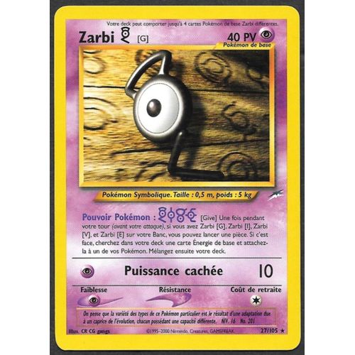 Carte Pokémon Zarbi (G) 27/105 - Neo Destiny Wizards (Vf)