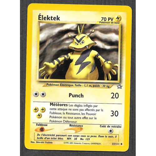 Carte Pokémon Elektek 33/111 - Néo Genesis Wizards