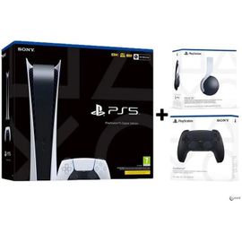 Pack Playstation 5 Digital Edition + Casque Ps5 Blanc + Deuxième Manette Noire