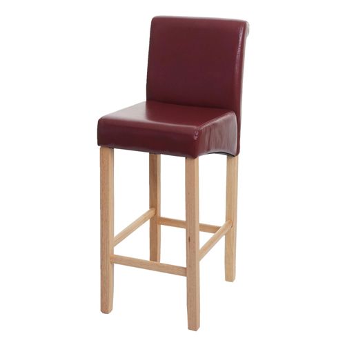 Tabouret De Bar Hwc-C33, Chaise De Bar Tabouret De Comptoir, Bois   Rouge-Brun, Pieds Clairs, Similicuir