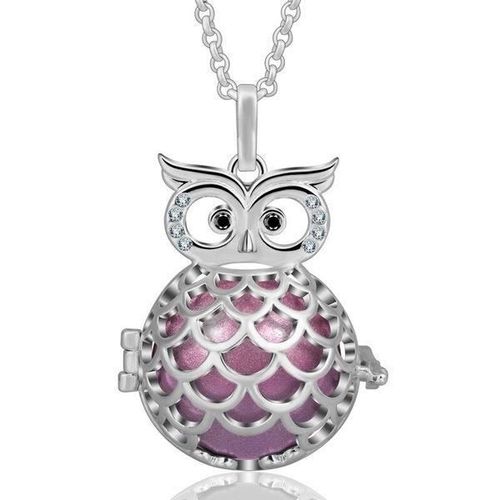 Bola De Grossesse Cage Creuse Hibou À Cristaux Avec Boule Rose