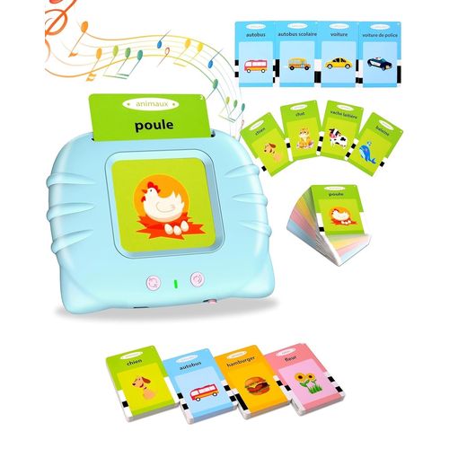 Cartes Éducatives Pour Jeunes Enfants De 2 À 6 Ans, Jeux Enfant 3 Ans, Flash Jouets Préscolaires Pour Écouter Et Apprendre 224 Mots-Français Bleu