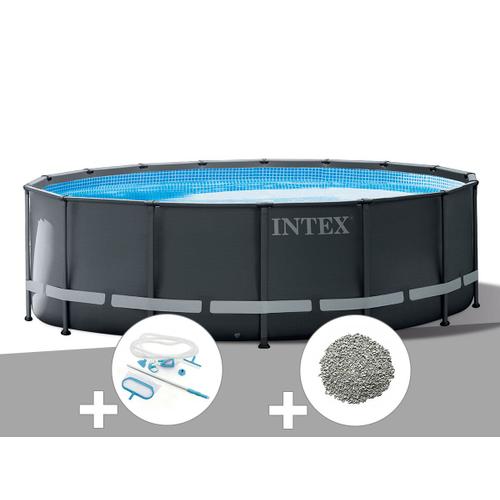Kit piscine tubulaire Intex Ultra XTR Frame ronde 4,27 x 1,22 m + Kit d'entretien + 10 kg de z?olite