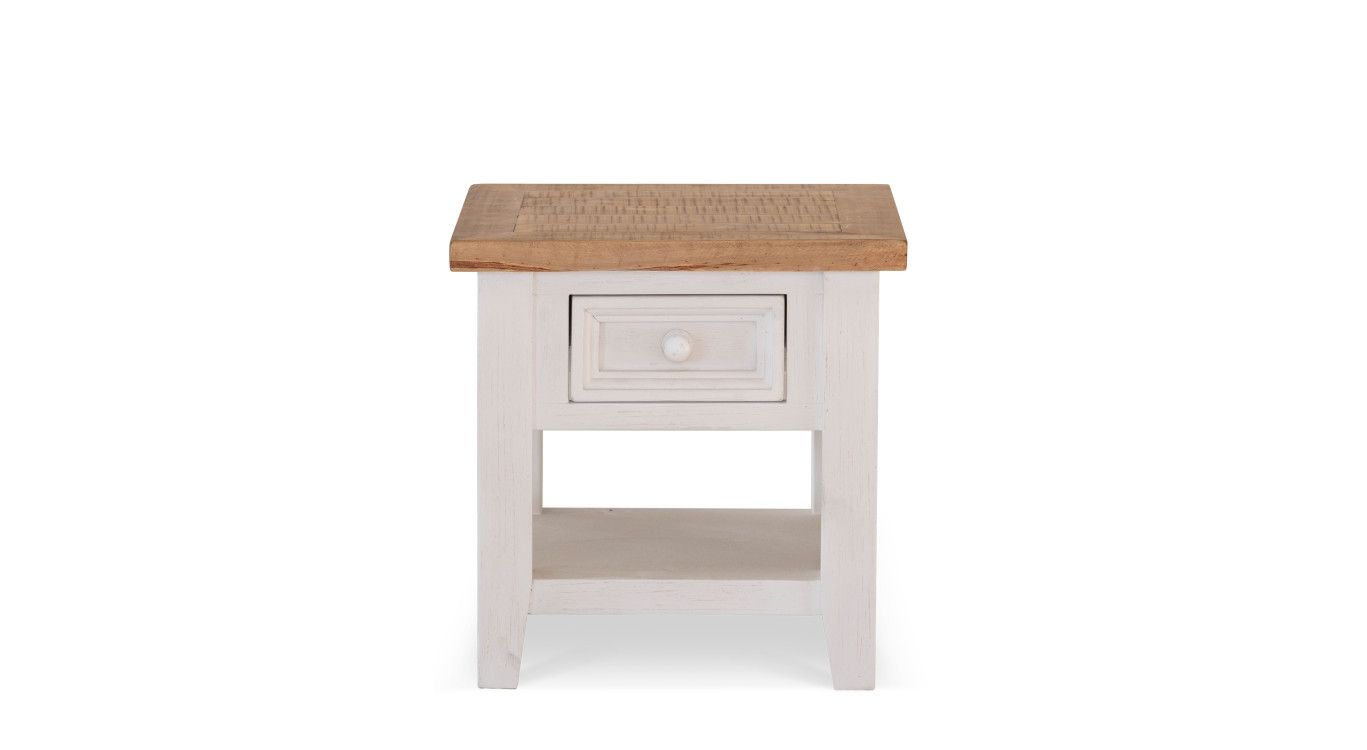 Table De Chevet 1 Tiroir Bois Blanc 50x50x50cm