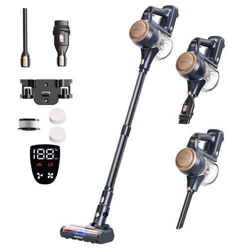 Proscenic P11 Lite Aspirateur sans fil, aspiration maximale de 28 kPa, autonomie jusqu'à 35 minutes, écran LED, démêlage automatique des cheveux, direction pivotante à 180°