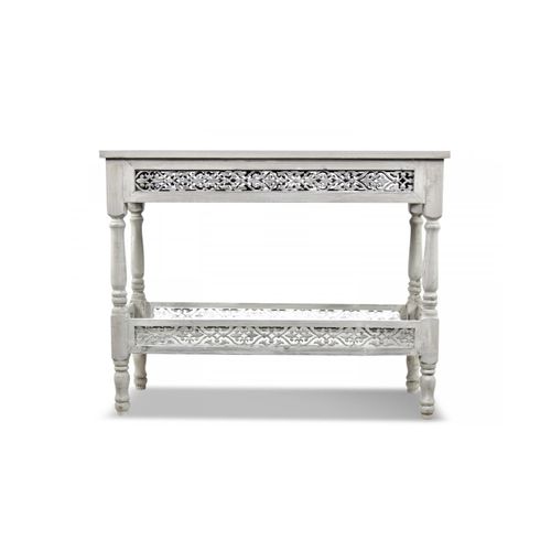Console Bois Cerusé Blanc 98x35x77cm