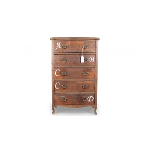 Chiffonnier 5 Tiroirs Bois 74x37x114.5cm - Marron