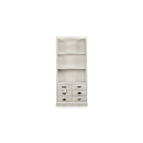 Vaisselier 6 Tiroirs Bois Cerusé Blanc 78x34x168cm